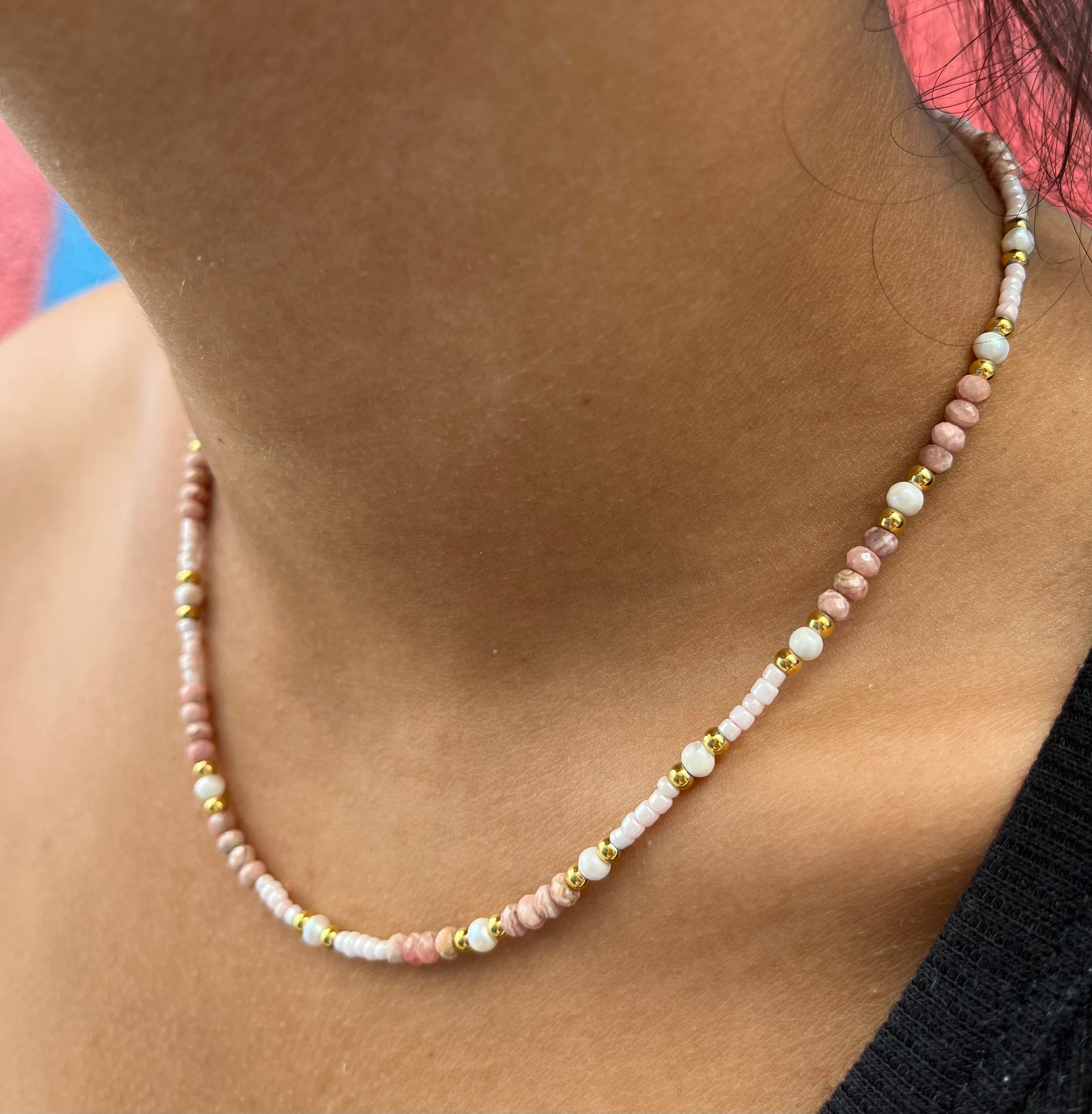 Colliers Rhodochrosite du brésil #Mélia Topaze-collection