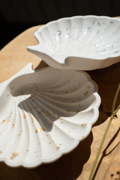 Vide poche Coquillage feuilles doré