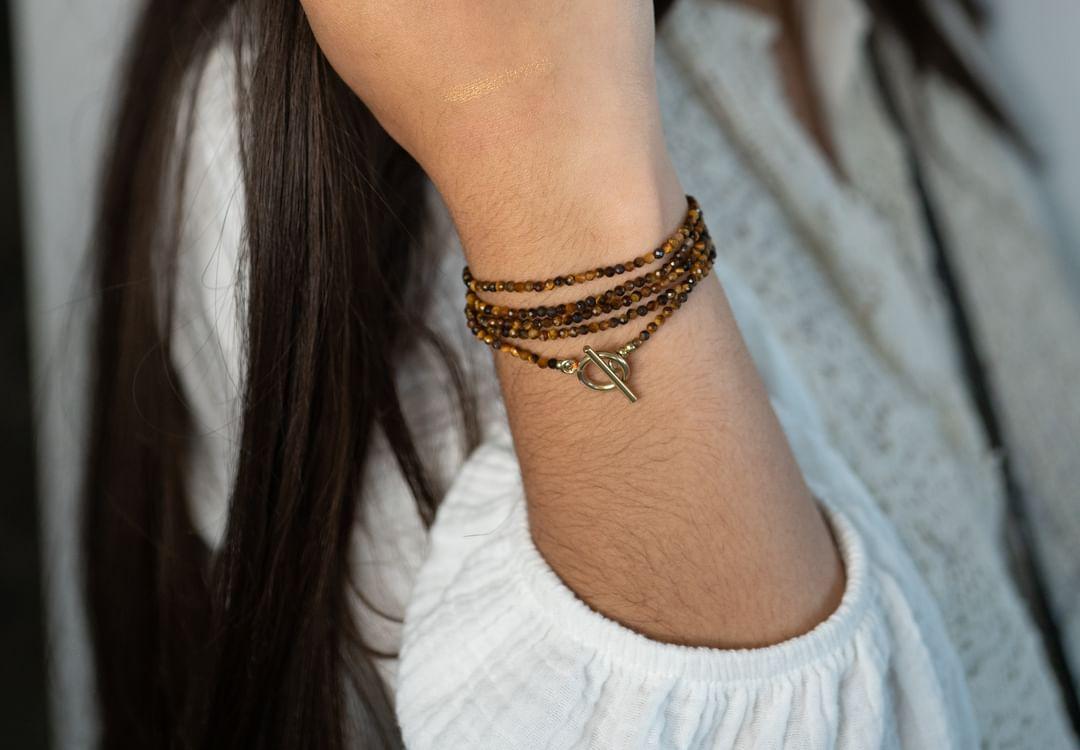 Bracelet triple Funati Turquoise africaine/Oeil du tigre