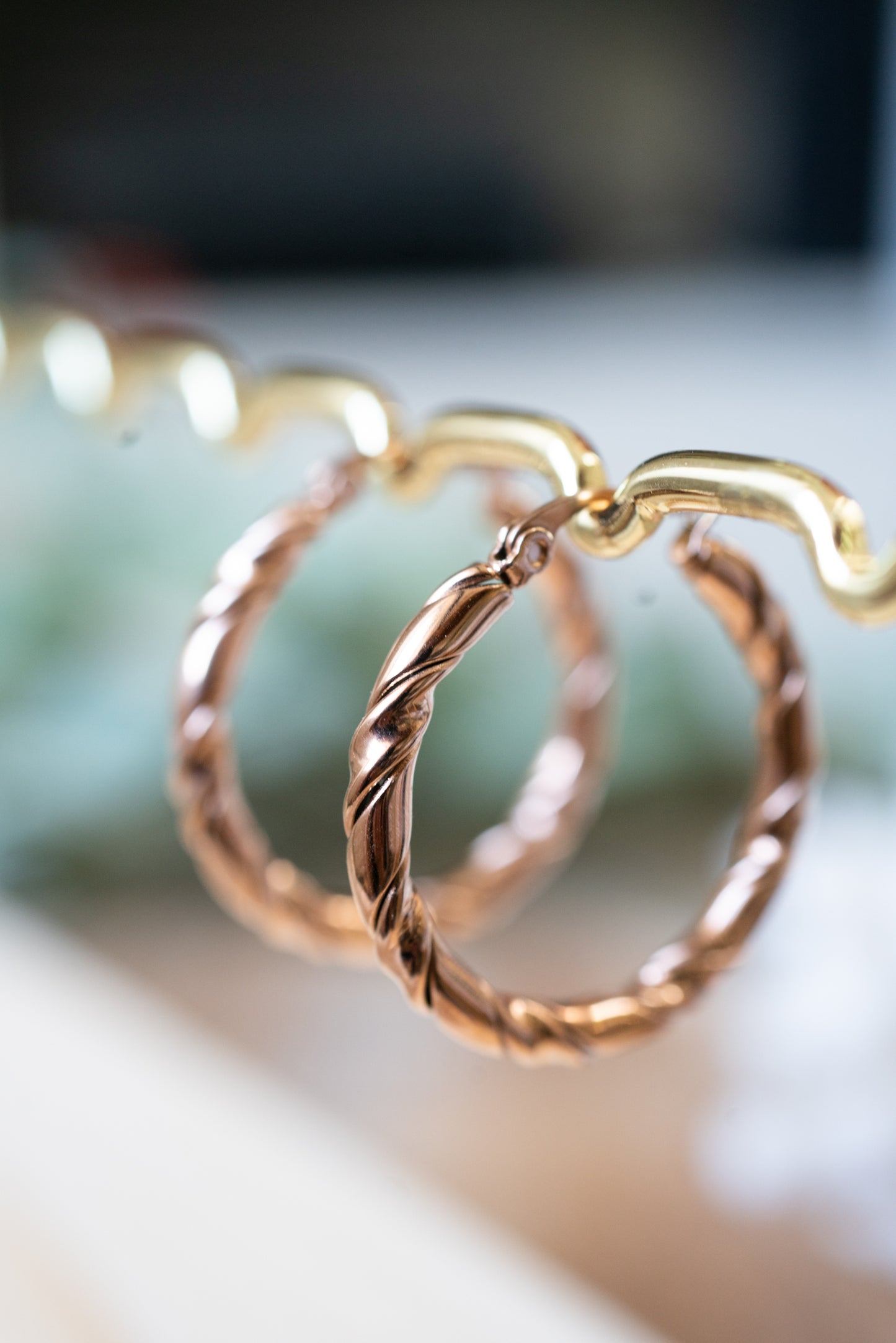 Boucles d'oreilles Atlanta Doré et Rose Gold