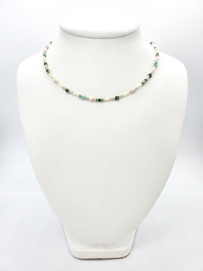 Collier vert en variscite et émeraude - Topaze-collection