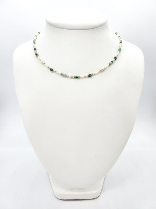 Collier vert en variscite et émeraude - Topaze-collection